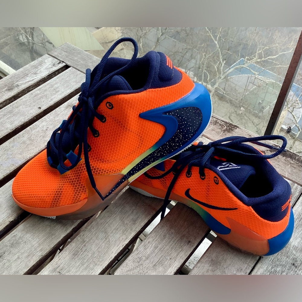 Nike Zoom Freak 1 All Bro Orange Blue Basketball Shoes - size 9